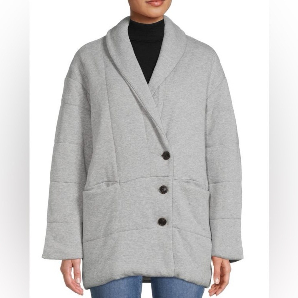 Madewell Jacket Womens Small Shawl Collar Heathered Puff Quilted Cozy Warm